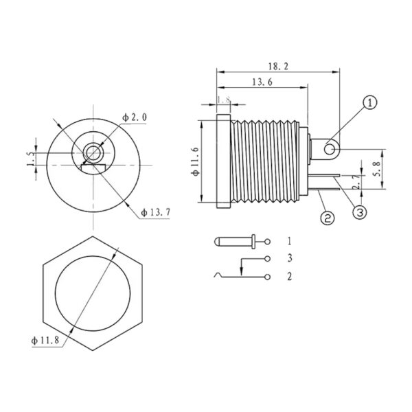 5.5 x 2.1mm DC Pesa / Pistik